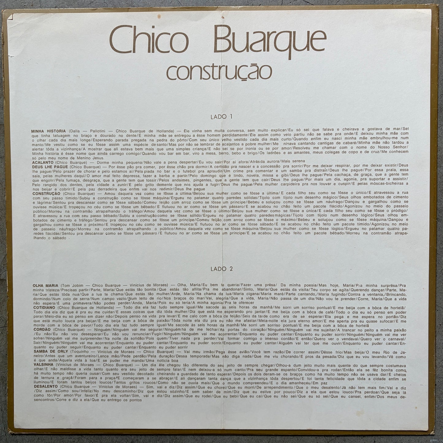 Chico Barque - Construção (OG 1972)