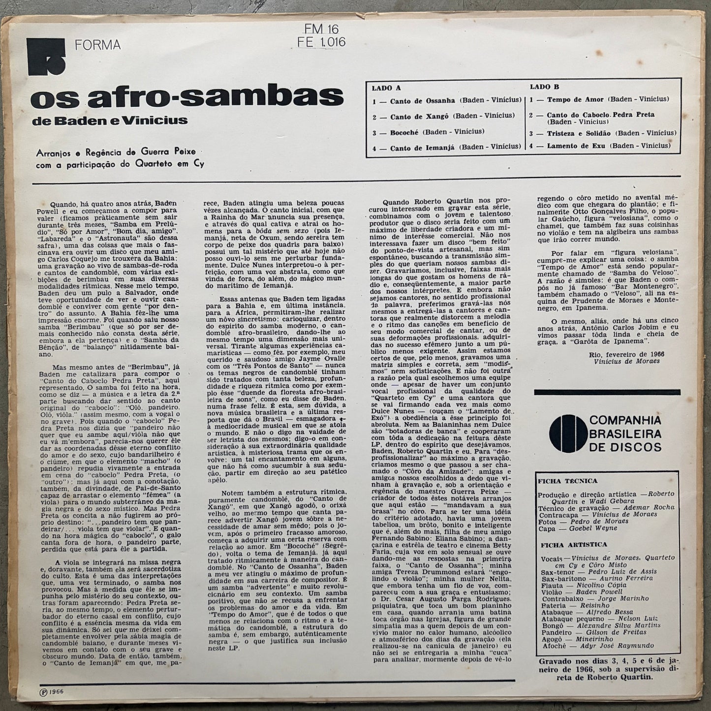 Baden E Vinicius – Os Afro Sambas (1966 OG Mono)