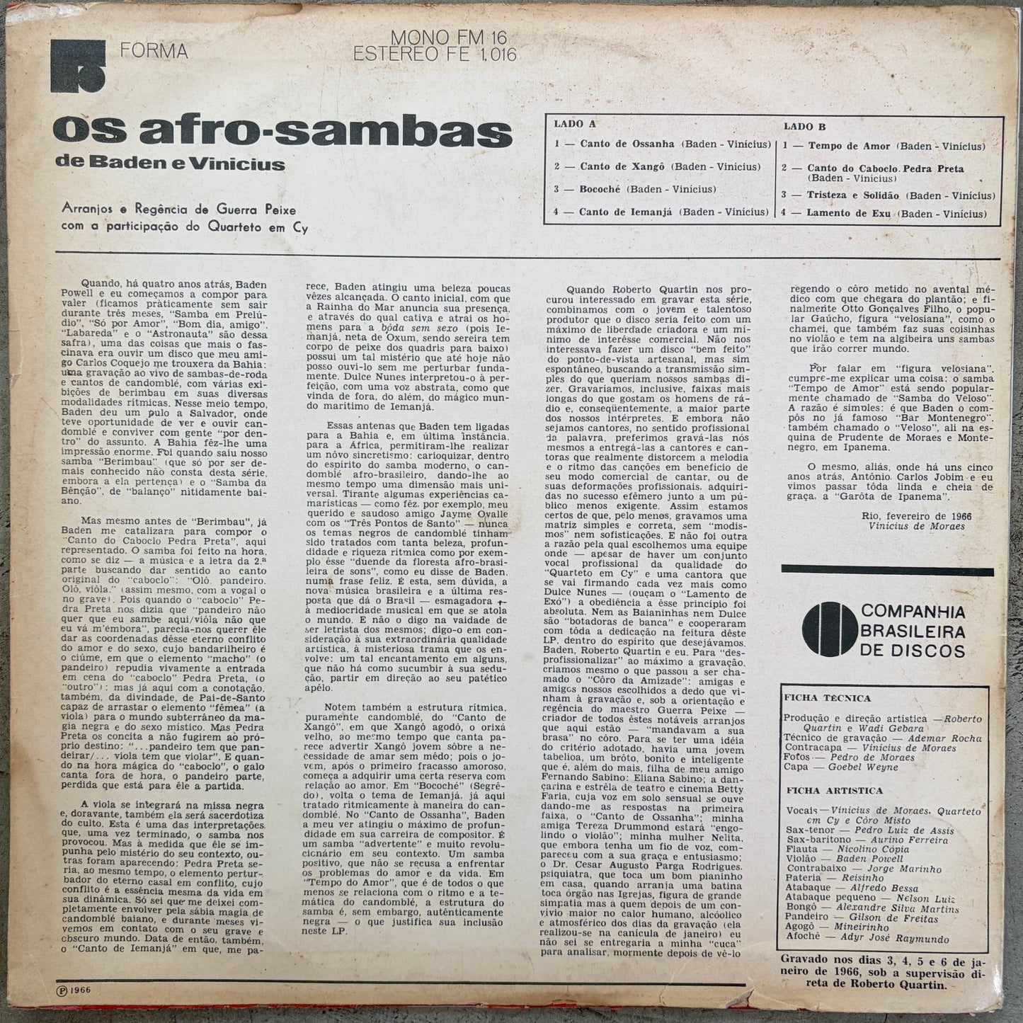 Baden E Vinicius – Os Afro Sambas (1970 Stereo)