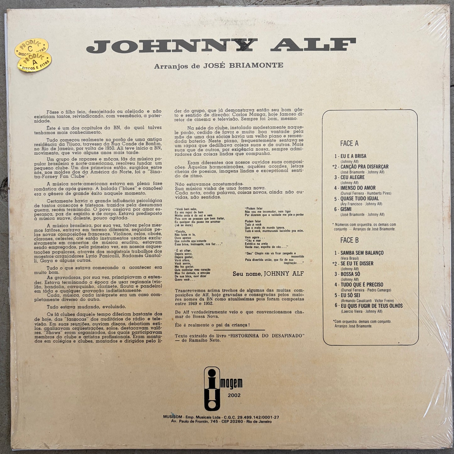 Johnny Alf – Eu E A Brisa (in shrink!)