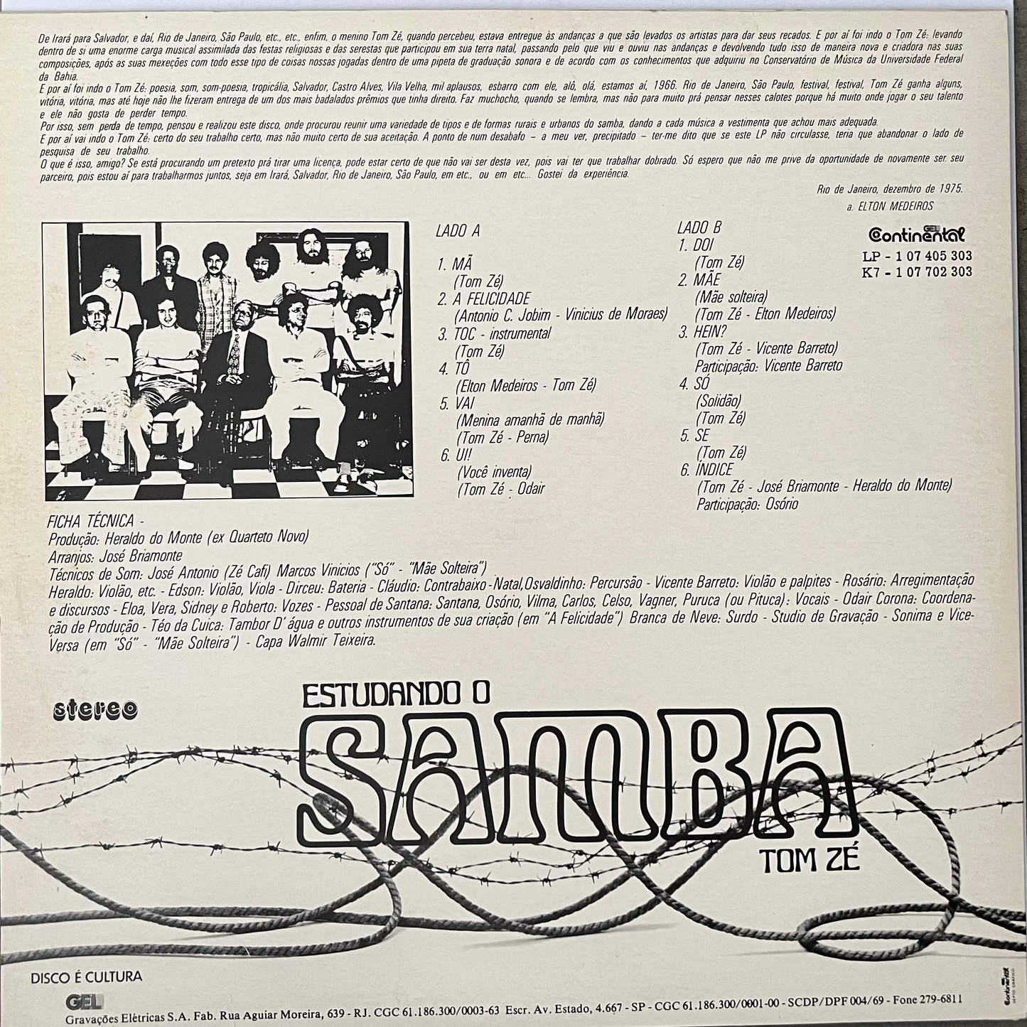 Tom Zé = Estudando O Samba (1982)