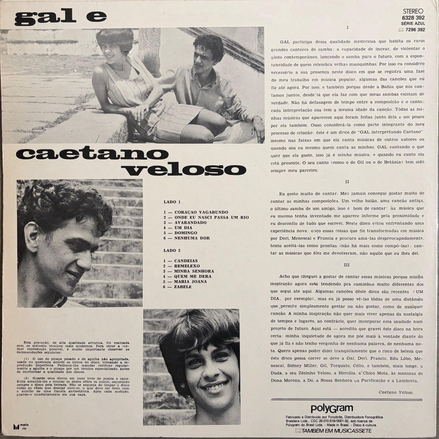 Gal Costa E Caetano Veloso – Domingo (1982 Press)